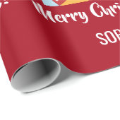 Merry Christmas Rudolph Reindeer Personalize Name Geschenkpapier (Rolleneckpunkt)