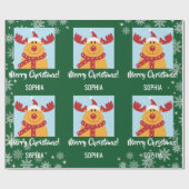 Merry Christmas Rudolph Reindeer Personalize Name Geschenkpapier (Flach)