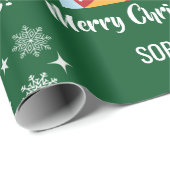 Merry Christmas Rudolph Reindeer Personalize Name Geschenkpapier (Rolleneckpunkt)