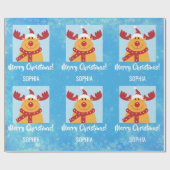 Merry Christmas Rudolph Reindeer Personalize Name Geschenkpapier (Flach)