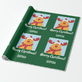 Merry Christmas Rudolph Reindeer Personalize Name Geschenkpapier (Ungerollt)