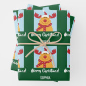 Merry Christmas Rudolph Reindeer Personalize Name Geschenkpapier Set (Beispiel)
