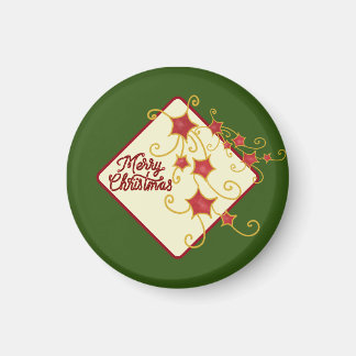 Merry Christmas Runder Aufkleber Magnet