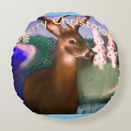 Merry Christmas Rundes Kissen (Vorderseite)