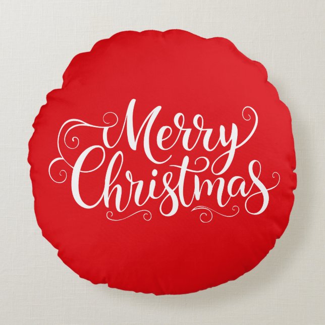 Merry Christmas  Rundes Kissen (Vorderseite)