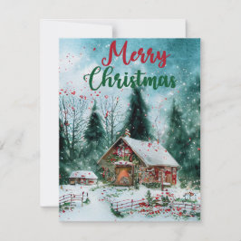 MERRY CHRISTMAS RUSTIC FESTIVE RED ZUHAUSE FEIERTAGSKARTE
