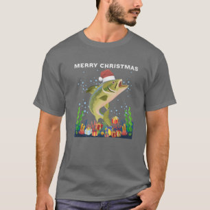 Merry Christmas S For Women Xmas Santa Claus Fish T-Shirt