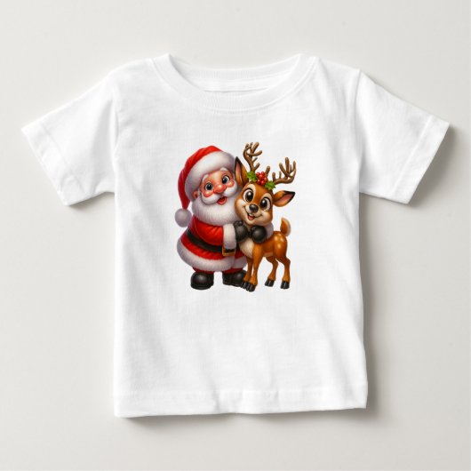 Merry Christmas Santa and Deer T-shirt (Vorderseite)