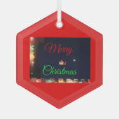 Merry Christmas Santa and Rudolph Ornament Aus Glas (Vorderseite)