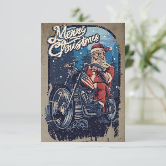 Merry Christmas Santa Biker USA (Stehend Vorderseite)