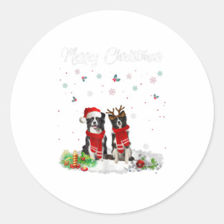 Merry Christmas Santa Border Collie Dog Runder Aufkleber