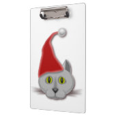 "MERRY CHRISTMAS" SANTA CAT KLEMMBRETT (Links)