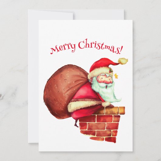 Merry Christmas Santa Chimney Feiertagskarte (Vorderseite)