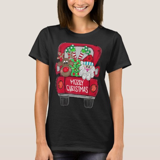 Merry Christmas Santa Claus And Reindeer With Tru T-Shirt (Vorderseite)