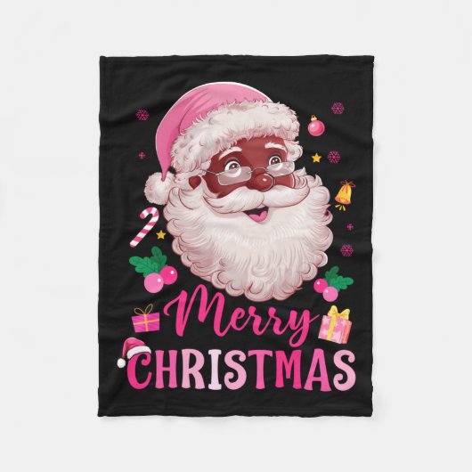Merry Christmas Santa Claus Black Afro African Ame Fleecedecke (Vorderseite)