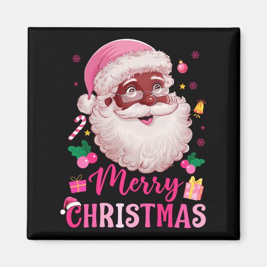 Merry Christmas Santa Claus Black Afro African Ame Magnet (Vorne)