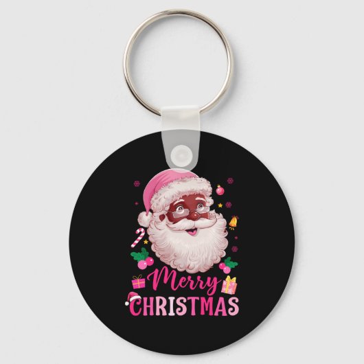 Merry Christmas Santa Claus Black Afro African Ame Schlüsselanhänger (Vorderseite)