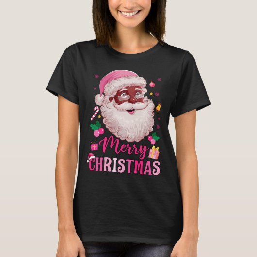Merry Christmas Santa Claus Black Afro African Ame T-Shirt (Vorderseite)