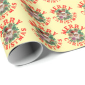 MERRY CHRISTMAS SANTA CLAUS BLOSSOM BLUME GESCHENKPAPIER (Rolleneckpunkt)