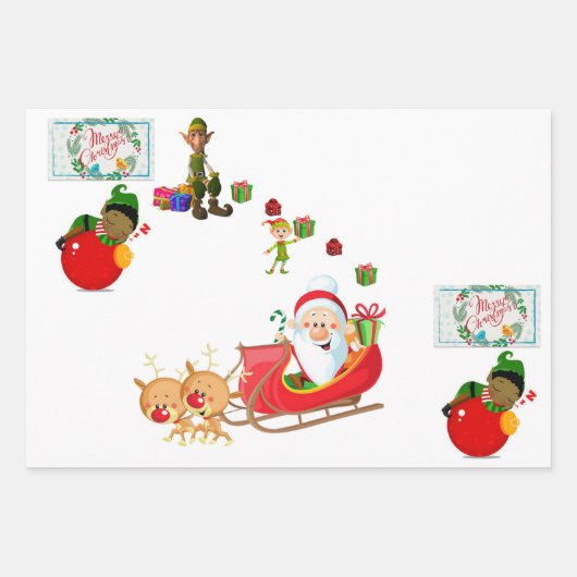 Merry Christmas Santa Claus Elf Geschenkpapier Set (Vorderseite 2)