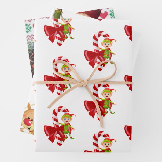 Merry Christmas Santa Claus Elf Geschenkpapier Set (Beispiel)