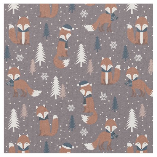 Merry Christmas Santa Claus Fox Pattern Stoff (Nahaufnahme)