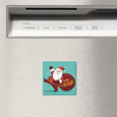 Merry Christmas: Santa Claus Holding Sack of Gifts Magnet (In Situ (Geschirrspüler))