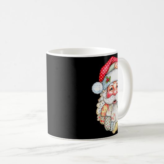 Merry Christmas Santa Claus Patchwork Pajamas Xmas Kaffeetasse (VorderseiteRechts)