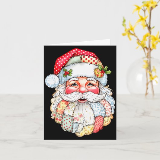 Merry Christmas Santa Claus Patchwork Pajamas Xmas Karte (Gelbe Blume)