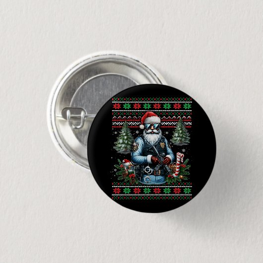 Merry Christmas Santa Claus Polizeibeamte Ugly Ch Button (Vorne & Hinten)