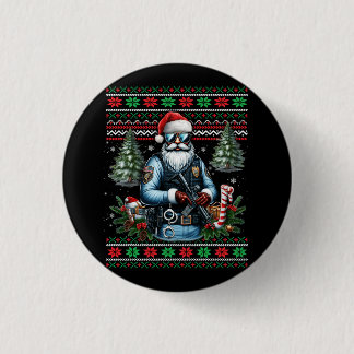 Merry Christmas Santa Claus Polizeibeamte Ugly Ch Button