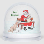 Merry Christmas - Santa Claus with Cat and Dog Cas Schneekugeln (Vorderseite)