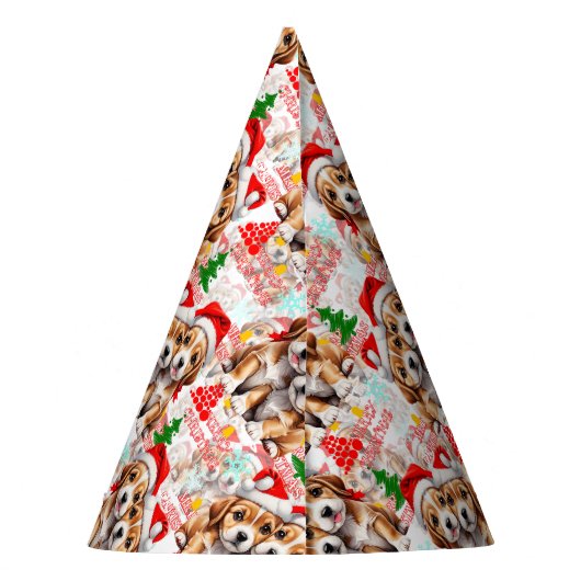 Merry Christmas Santa Dog Puppy Design  Partyhütchen (Rückseite)