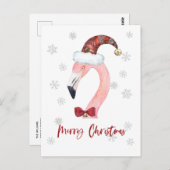 Merry Christmas Santa Flamingo Postcard Postkarte (Vorne/Hinten)