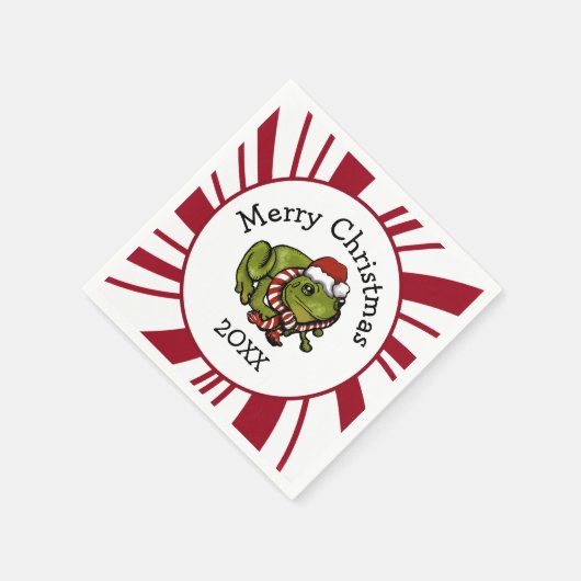 Merry Christmas Santa Frog Serviette (Ecke)