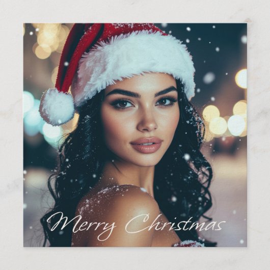Merry Christmas - Santa Girl - Einladung (Vorderseite)