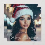 Merry Christmas - Santa Girl - Einladung (Vorne/Hinten)