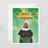 Merry Christmas Santa Hat Dog Feiertagspostkarte (Vorne/Hinten)