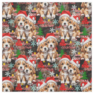 Merry Christmas Santa Hat Dog Puppy Design - Black Stoff