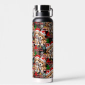 Merry Christmas Santa Hat Dog Puppy Design - Black Trinkflasche (Rückseite)