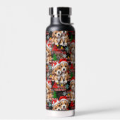 Merry Christmas Santa Hat Dog Puppy Design - Black Trinkflasche (Links)