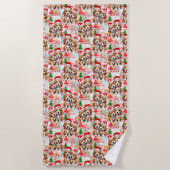 Merry Christmas Santa Hat Dog Puppy Design - White Strandtuch (Vorderseite)