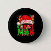 Merry Christmas Santa Hat Family Matching Pajamas Button (Vorderseite)