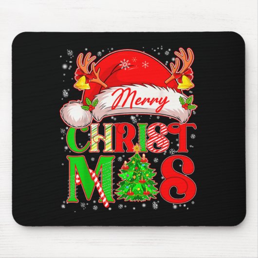 Merry Christmas Santa Hat Family Matching Pajamas  Mousepad (Vorne)