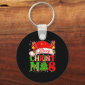 Merry Christmas Santa Hat Family Matching Pajamas Schlüsselanhänger (Vorderseite)