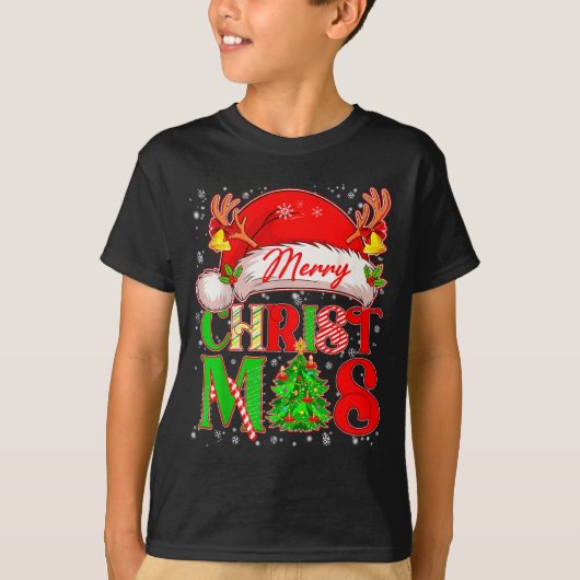 Merry Christmas Santa Hat Family Matching Pajamas T-Shirt (Vorderseite)