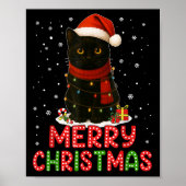 Merry Christmas Santa Hat Funny Black Cat Men Wome Poster (Vorne)