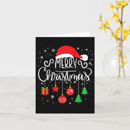 Merry Christmas Santa Hat Lights Funny Xmas Family Karte (Gelbe Blume)