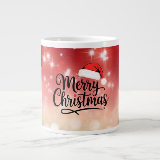 Merry Christmas Santa Hat Mug Jumbo-Tasse (Vorderseite)