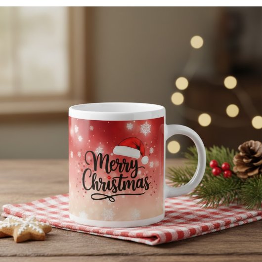Merry Christmas Santa Hat Mug Jumbo-Tasse